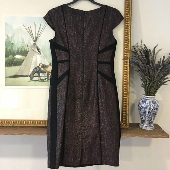 Adrianna Papell Leopard Purple Sheath Midi Dress - Picture 2 of 12